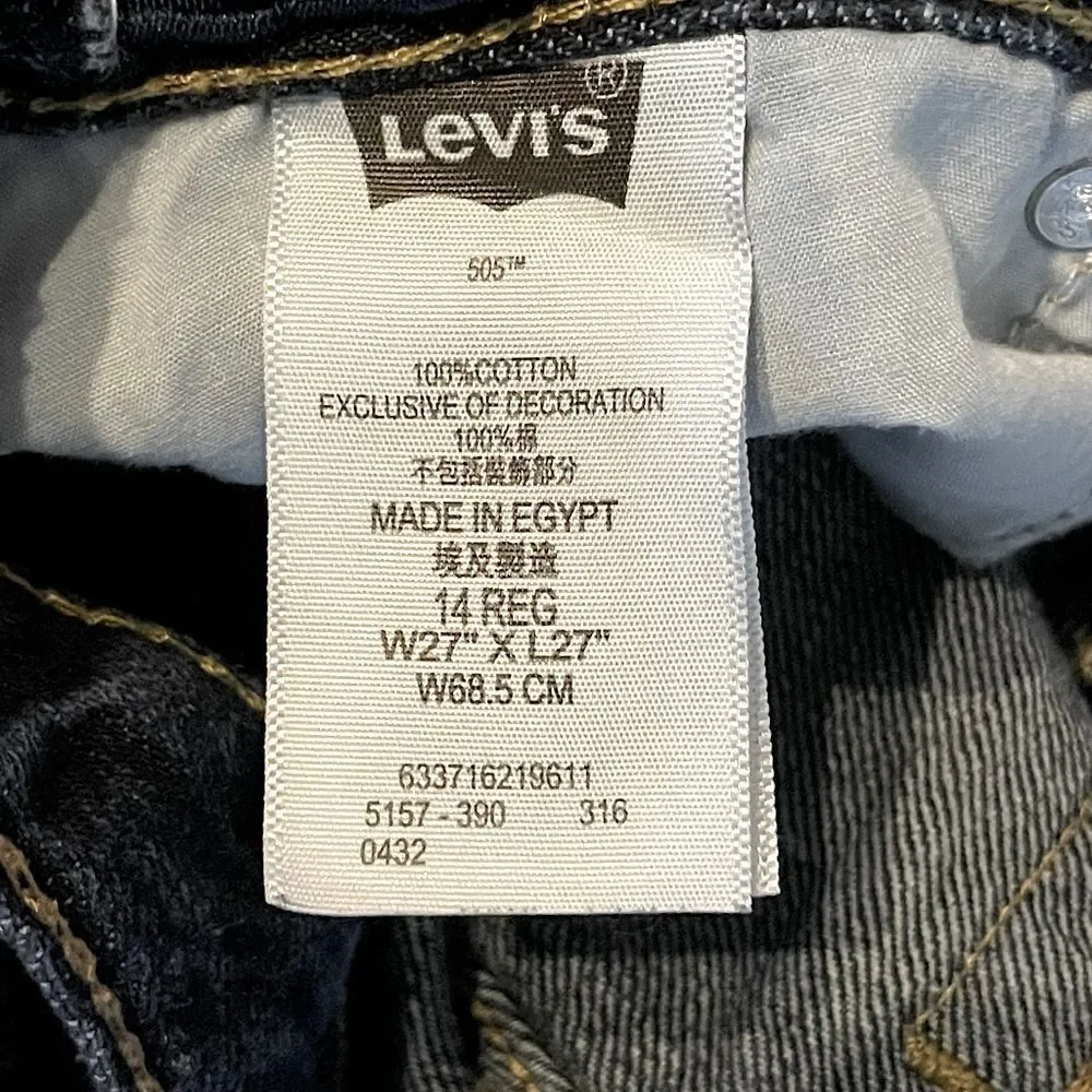 Levi’s 505 Youth Dark Blue Jeans. Size 14 (27x27).